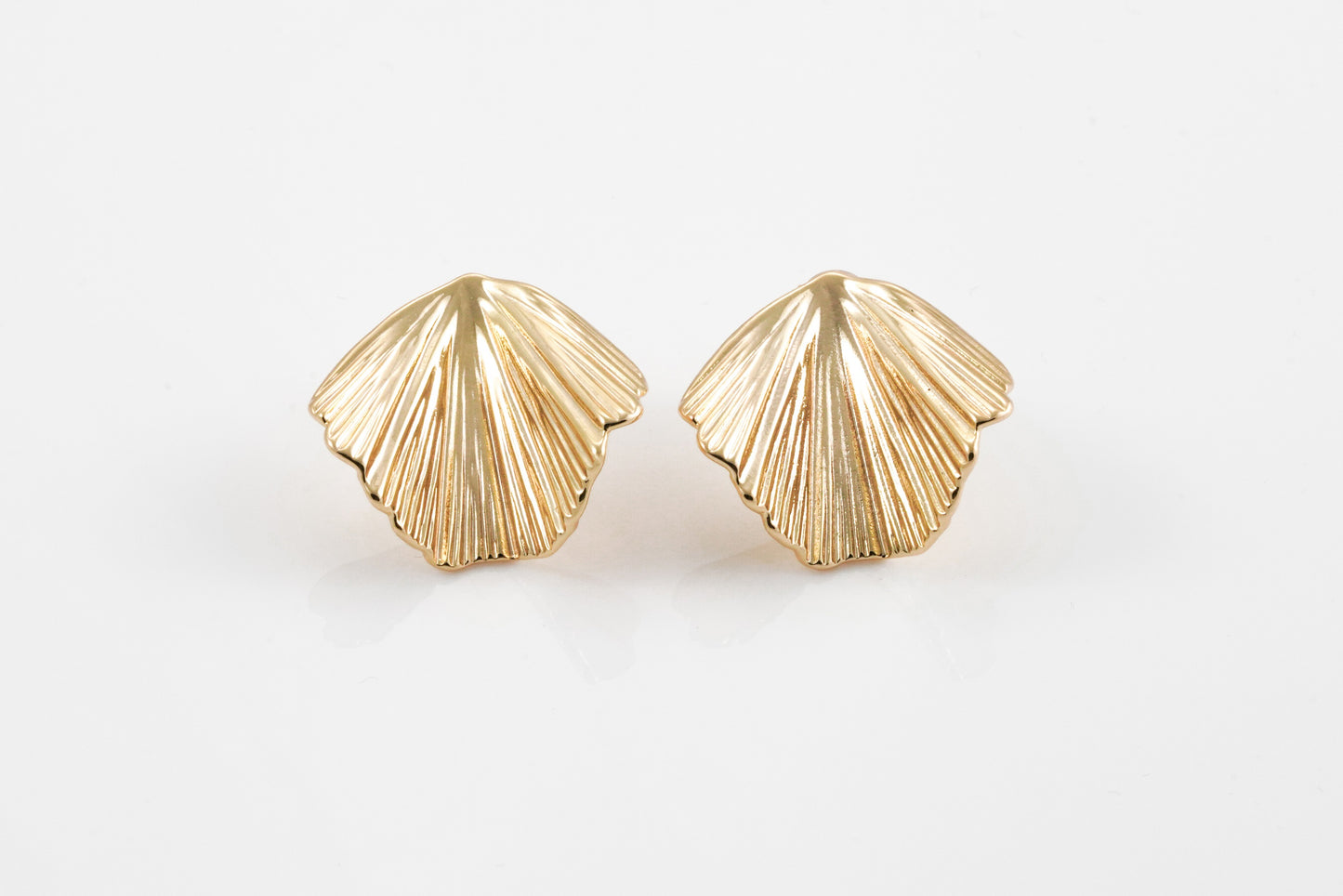 Ginkgo Biloba Shaped Gold-Plated Earrings