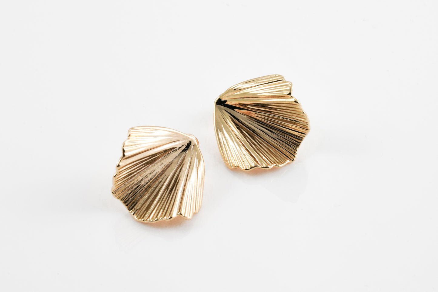 Ginkgo Biloba Shaped Gold-Plated Earrings