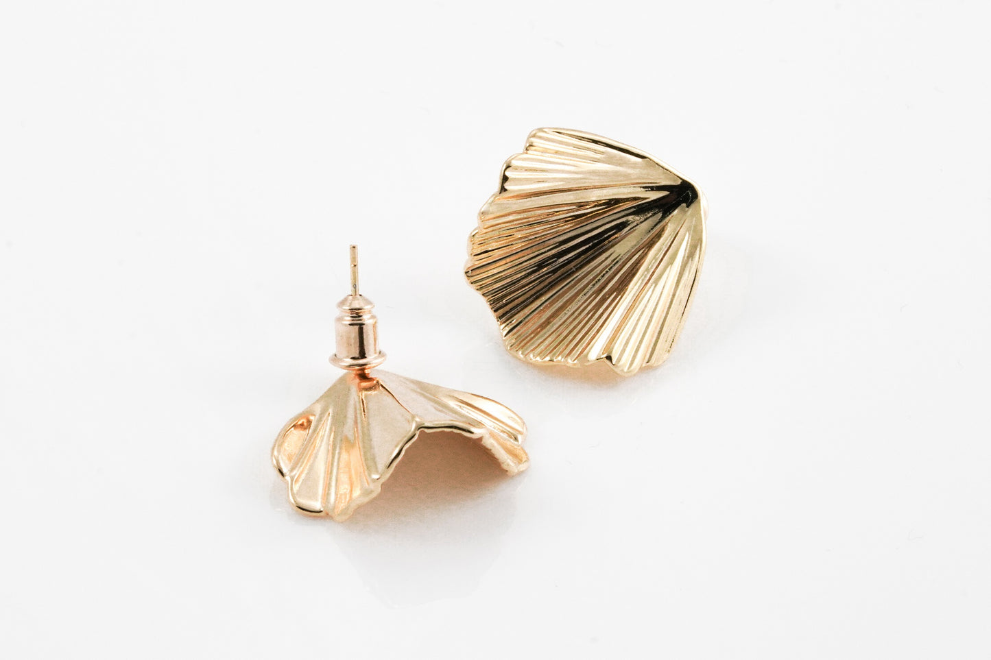 Ginkgo Biloba Shaped Gold-Plated Earrings