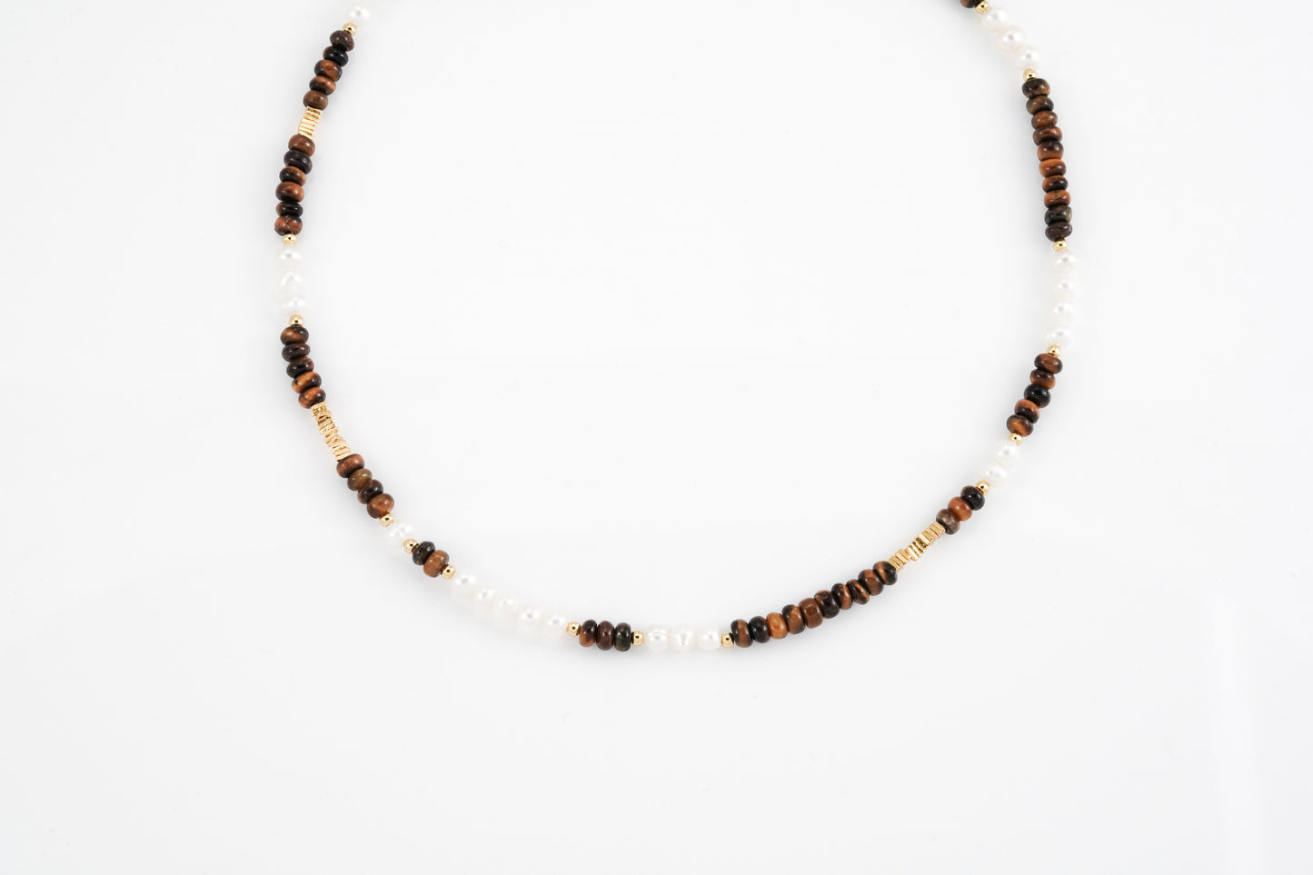 Mini Pearl with tiger eye stone Necklace